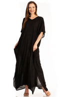 Sakkas Pilar Petit Women's Casual Long Short Sleeve Beach Maxi Caftan Kaftan Dress