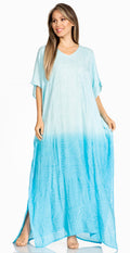 Sakkas Pilar Petit Women's Casual Long Short Sleeve Beach Maxi Caftan Kaftan Dress#color_13-Blue