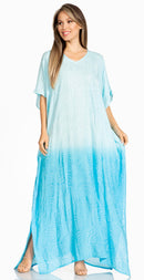 Sakkas Pilar Petit Women's Casual Long Short Sleeve Beach Maxi Caftan Kaftan Dress