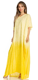 Sakkas Pilar Petit Women's Casual Long Short Sleeve Beach Maxi Caftan Kaftan Dress