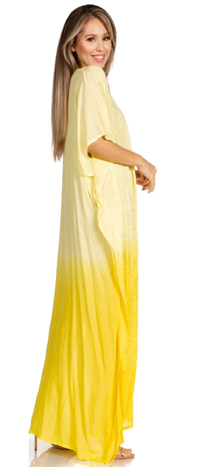 Sakkas Pilar Petit Women's Casual Long Short Sleeve Beach Maxi Caftan Kaftan Dress