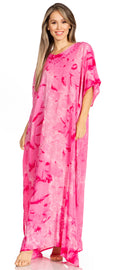 Sakkas Pilar Petit Women's Casual Long Short Sleeve Beach Maxi Caftan Kaftan Dress#color_3-Fuchsia