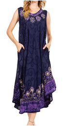 Sakkas Starlight Second Caftan Tank Dress/Cover Up Tie Dye Womens Beach Kaftan