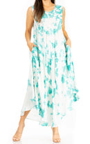 Sakkas Starlight Second Caftan Tank Dress/Cover Up Tie Dye Womens Beach Kaftan