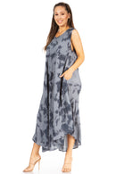 Sakkas Starlight Second Caftan Tank Dress/Cover Up Tie Dye Womens Beach Kaftan