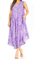 Sakkas Starlight Second Caftan Tank Dress/Cover Up Tie Dye Womens Beach Kaftan #color_36-Purple