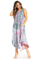Sakkas Starlight Second Caftan Tank Dress/Cover Up Tie Dye Womens Beach Kaftan