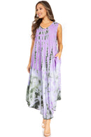 Sakkas Starlight Second Caftan Tank Dress/Cover Up Tie Dye Womens Beach Kaftan