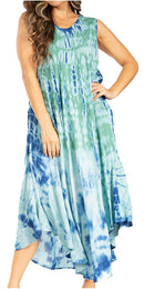 Sakkas Starlight Second Caftan Tank Dress/Cover Up Tie Dye Womens Beach Kaftan