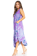 Sakkas Starlight Second Caftan Tank Dress/Cover Up Tie Dye Womens Beach Kaftan