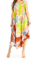 Sakkas Starlight Third Women's Tie Dye Beach Kaftan  Caftan Tank Dress/Cover Up  #color_38-GreenPurple