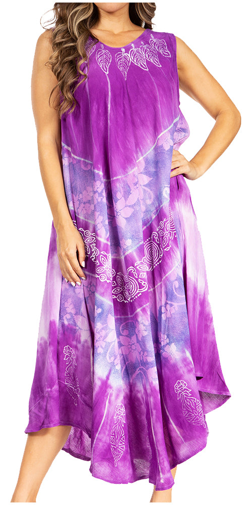 Sakkas Starlight Third Tie Dye Caftan Dress: Women's Beach Cover Up