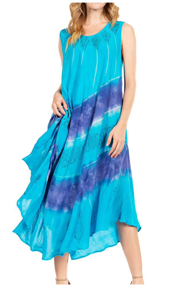 Sakkas Starlight Third Tie Dye Caftan Dress: Women's Beach Cover Up