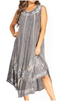 Sakkas Starlight Fourth Women's Tie Dye Caftan Tank Dress/Cover Up  Beach Kaftan#color_41-Grey