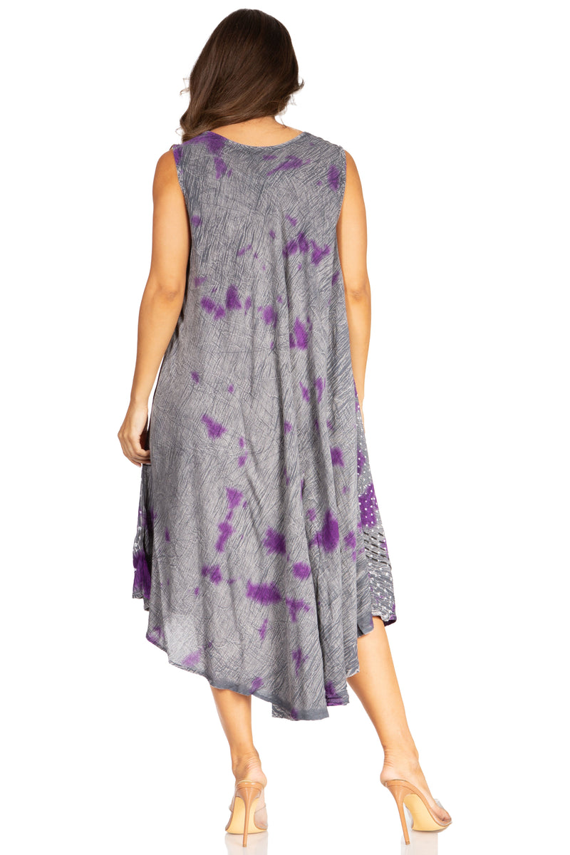 Sakkas Starlight Fourth Women's Tie Dye Caftan Tank Dress/Cover Up  Beach Kaftan