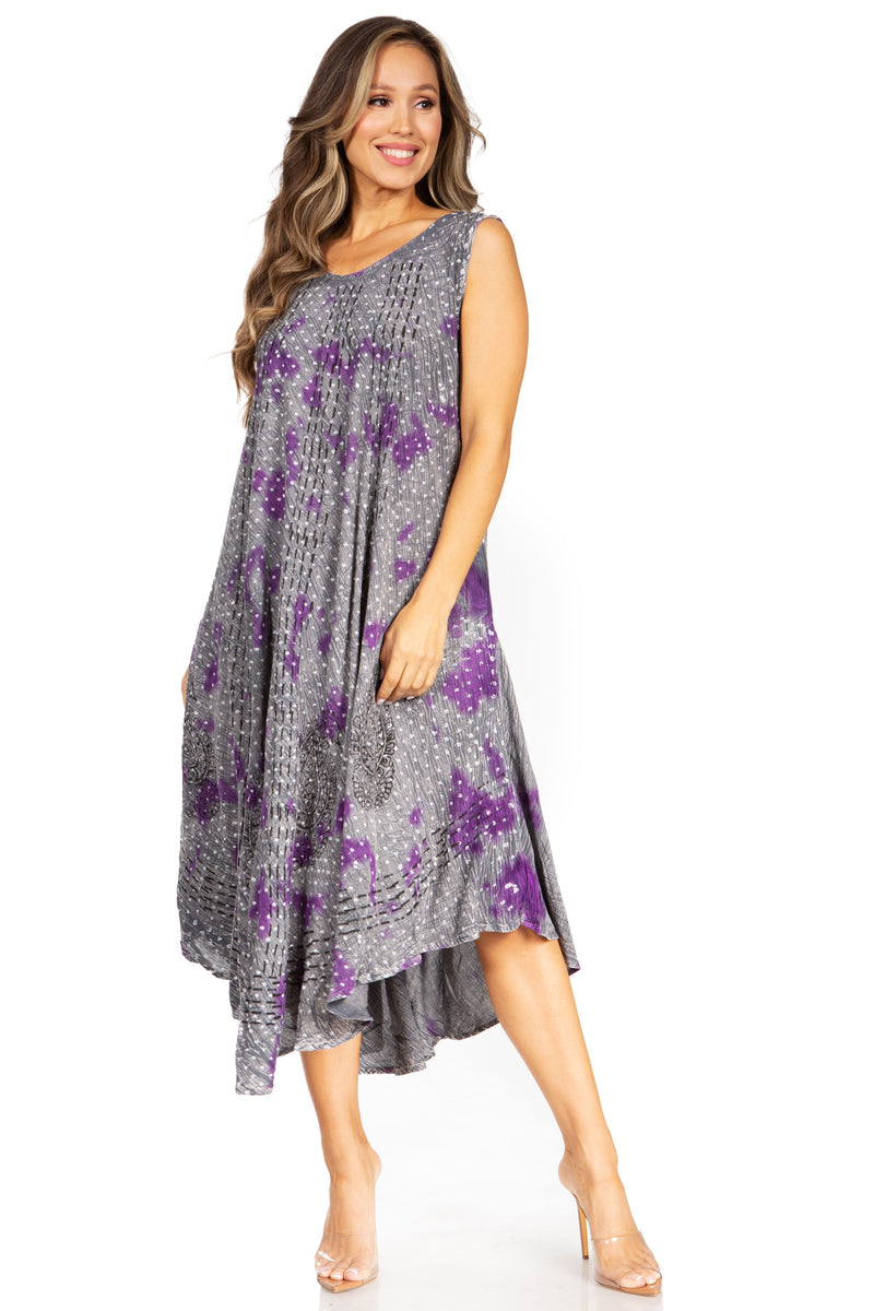 Sakkas Starlight Fourth Women's Tie Dye Caftan Tank Dress/Cover Up  Beach Kaftan