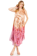 Sakkas Starlight Fourth Women's Tie Dye Caftan Tank Dress/Cover Up  Beach Kaftan