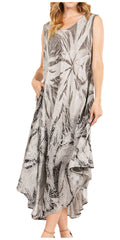 Sakkas Starlight Fourth Women's Tie Dye Caftan Tank Dress/Cover Up  Beach Kaftan#color_44-Grey