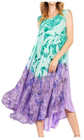 Sakkas Starlight Fourth Women's Tie Dye Caftan Tank Dress/Cover Up  Beach Kaftan#color_44-PurpleGreen