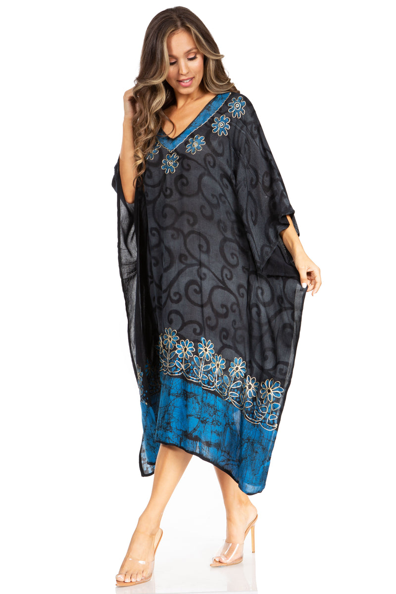 Sakkas Clementine Women s Tie Dye Caftan Dress Cover Up Beach Kaftan B