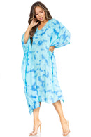 Sakkas Clementine Women's Tie Dye Caftan Dress/Cover Up Beach Kaftan Boho Summer