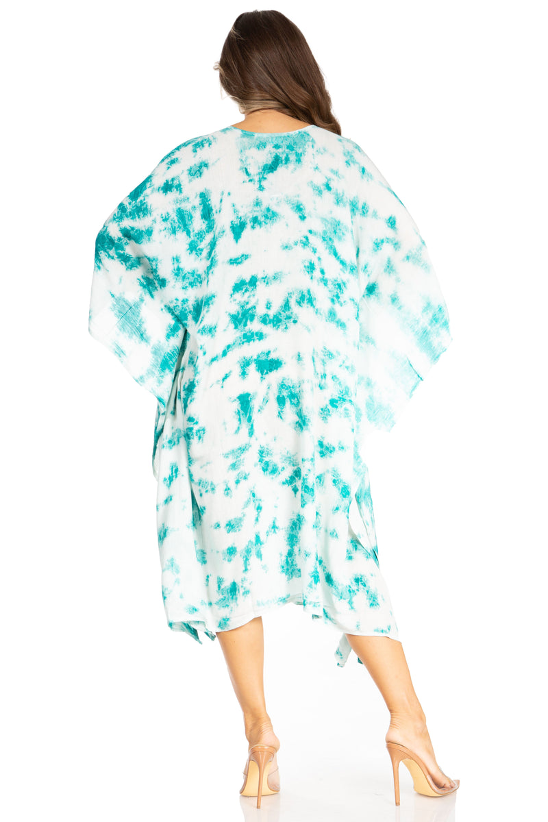 Sakkas Clementine Women's Tie Dye Caftan Dress/Cover Up Beach Kaftan Boho Summer