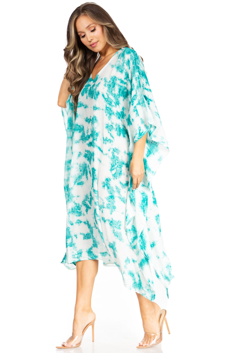 Sakkas Clementine Women's Tie Dye Caftan Dress/Cover Up Beach Kaftan Boho Summer