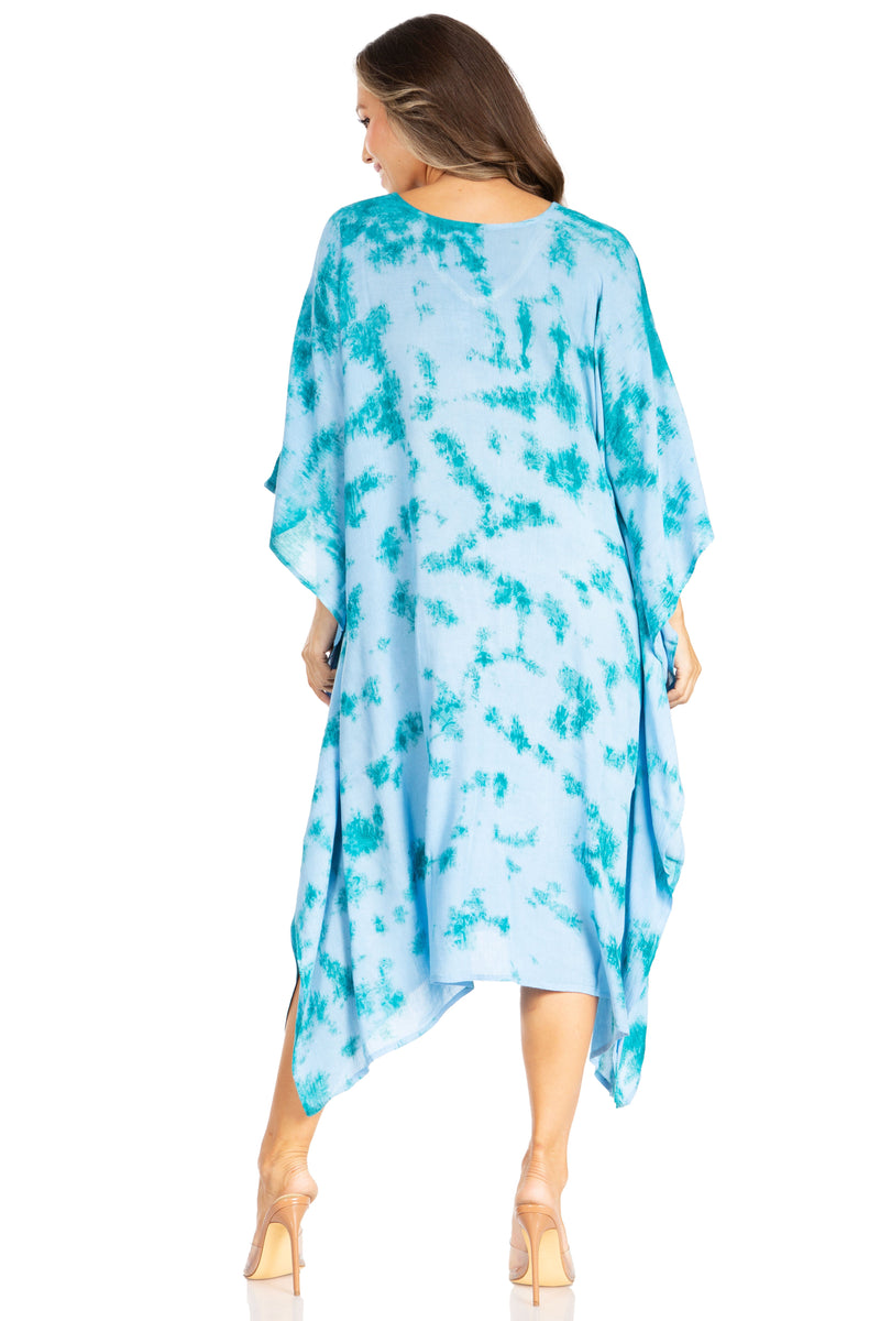 Sakkas Clementine Women's Tie Dye Caftan Dress/Cover Up Beach Kaftan Boho Summer