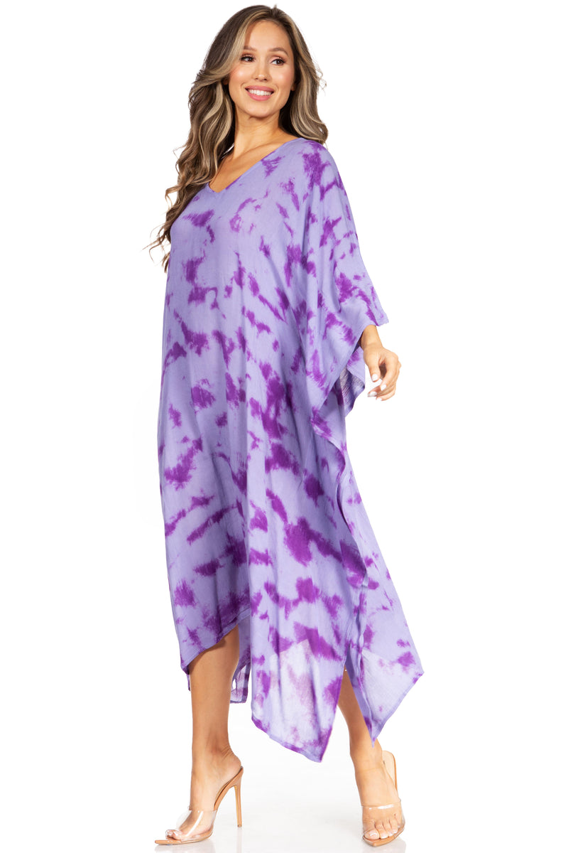 Sakkas Clementine Women's Tie Dye Caftan Dress/Cover Up Beach Kaftan Boho Summer