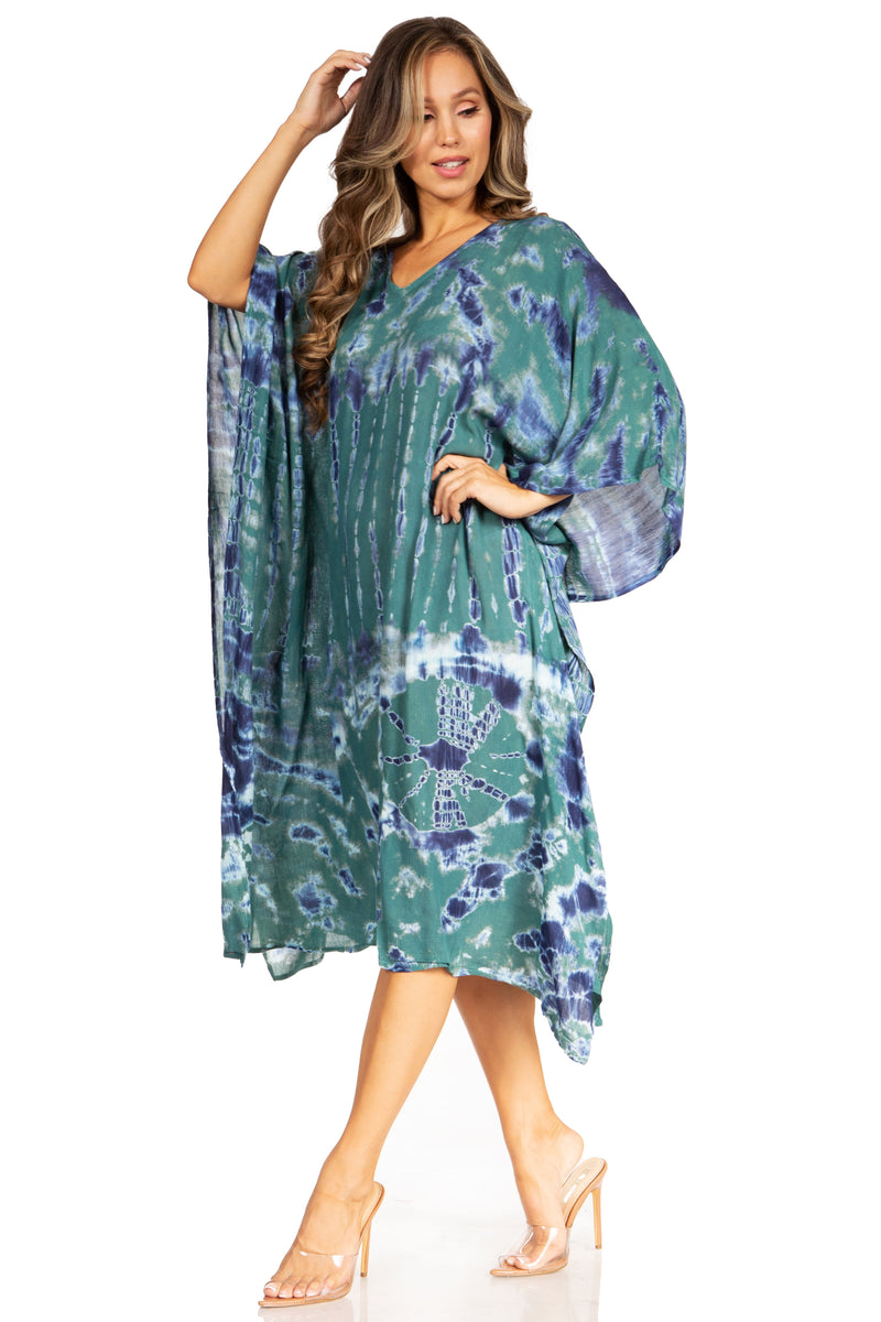 Sakkas Clementine Women's Tie Dye Caftan Dress/Cover Up Beach Kaftan Boho Summer