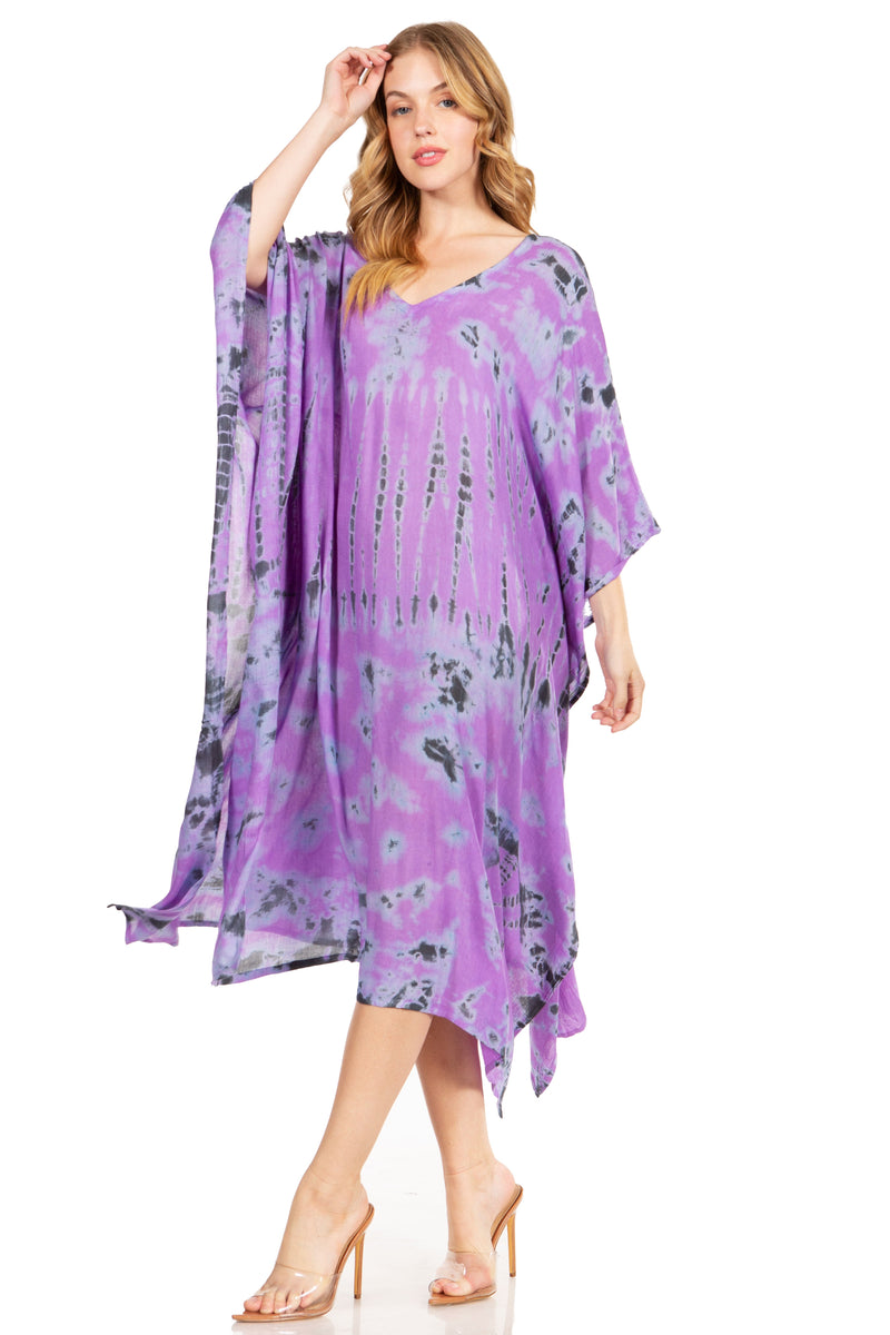 Sakkas Clementine Women's Tie Dye Caftan Dress/Cover Up Beach Kaftan Boho Summer