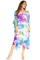 Sakkas Clementine Second Women's Tie Dye Caftan Dress/Cover Up Beach Kaftan Boho