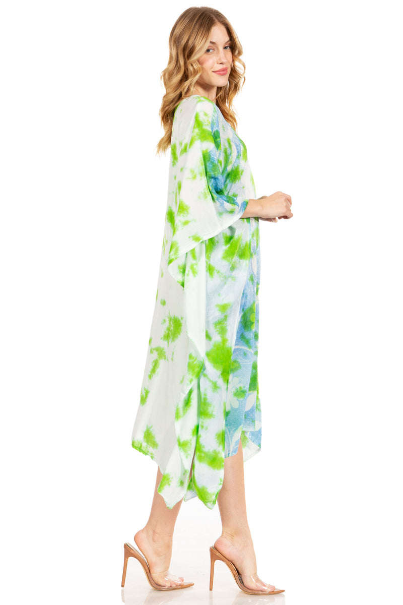 Sakkas Clementine Second Women's Tie Dye Caftan Dress/Cover Up Beach Kaftan Boho