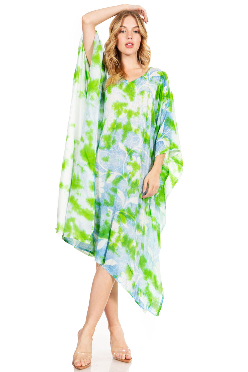 Sakkas Clementine Second Women's Tie Dye Caftan Dress/Cover Up Beach Kaftan Boho