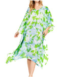 Sakkas Clementine Second Women's Tie Dye Caftan Dress/Cover Up Beach Kaftan Boho#color_40-Green