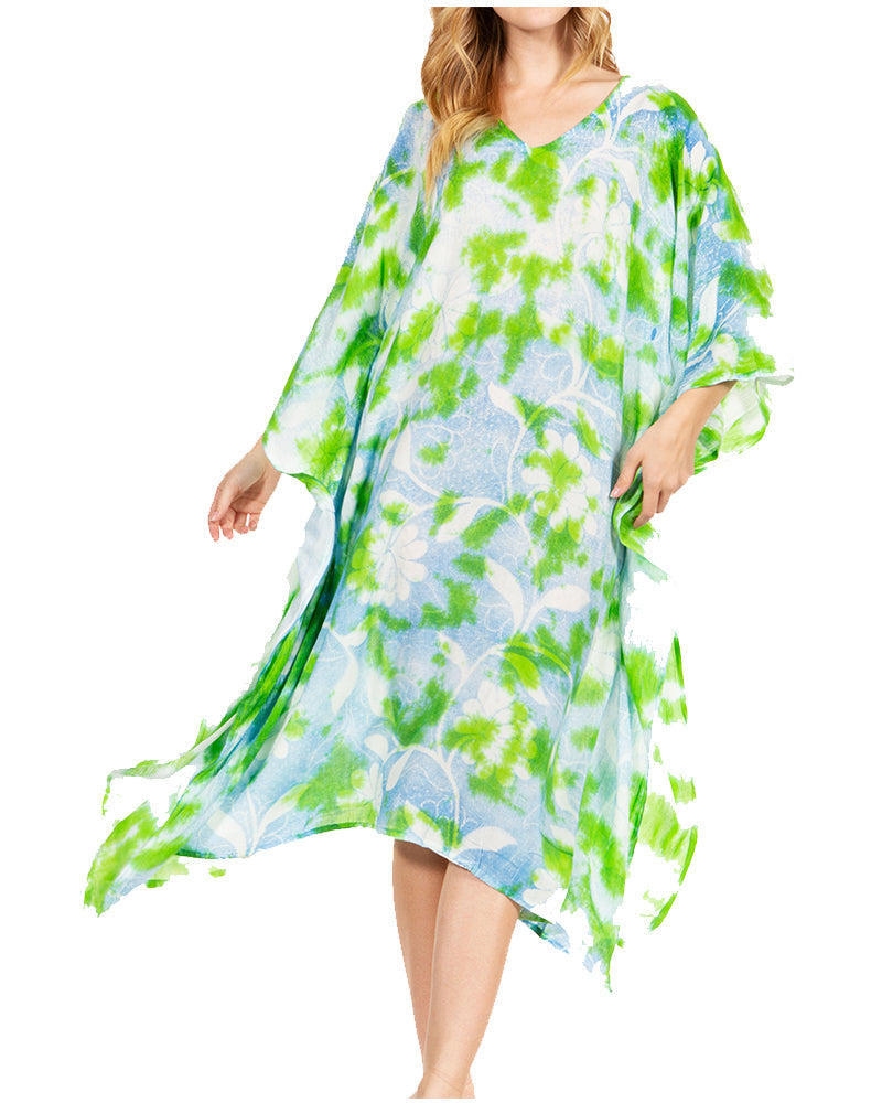 Sakkas Clementine Second Women's Tie Dye Caftan Dress/Cover Up Beach Kaftan Boho