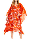 Sakkas Clementine Second Women's Tie Dye Caftan Dress/Cover Up Beach Kaftan Boho#color_40-Orange