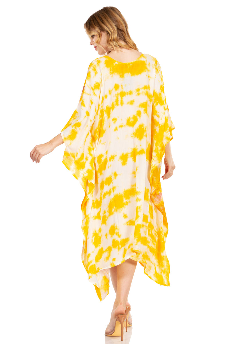 Sakkas Clementine Second Women's Tie Dye Caftan Dress/Cover Up Beach Kaftan Boho