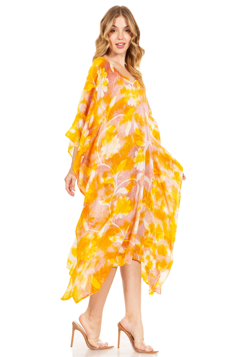 Sakkas Clementine Second Women's Tie Dye Caftan Dress/Cover Up Beach Kaftan Boho