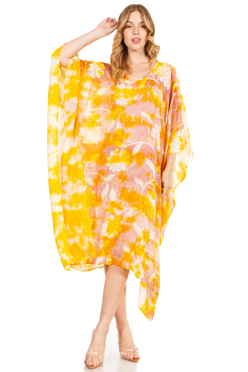 Sakkas Clementine Second Women's Tie Dye Caftan Dress/Cover Up Beach Kaftan Boho