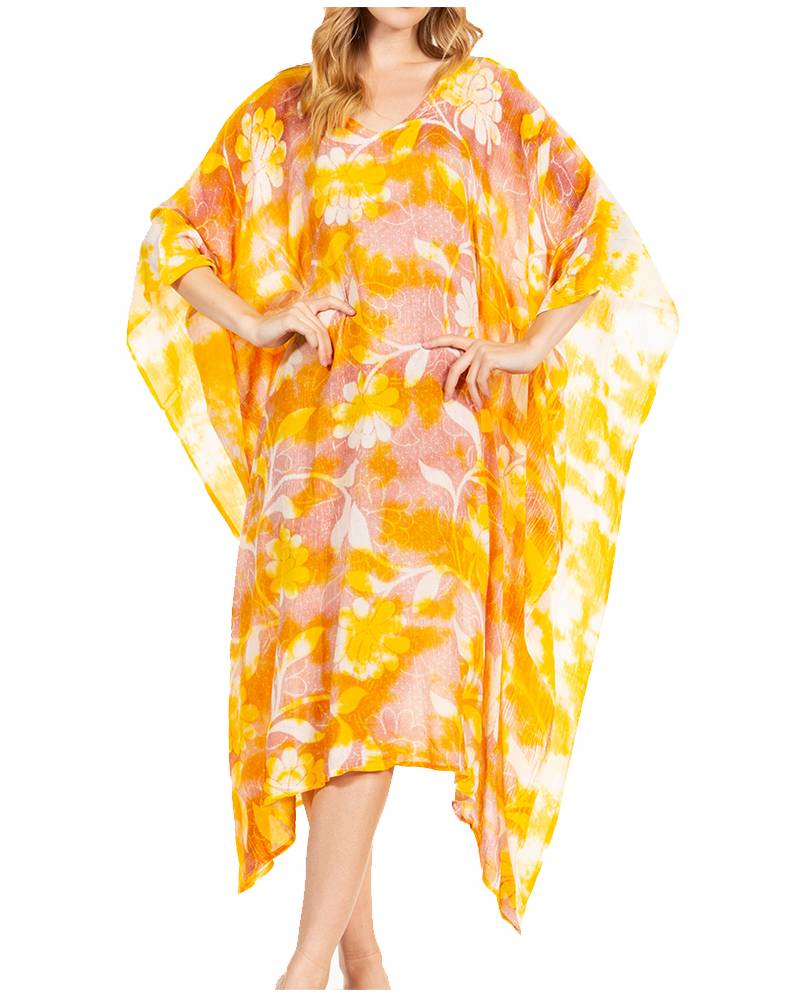 Sakkas Clementine Second Women's Tie Dye Caftan Dress/Cover Up Beach Kaftan Boho