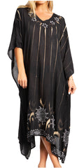 Sakkas Clementine Third Women's Tie Dye Caftan Dress/Cover Up Beach Kaftan Summer#color_41-Black