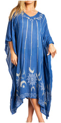 Sakkas Clementine Third Women's Tie Dye Caftan Dress/Cover Up Beach Kaftan Summer#color_41-DenimBlue