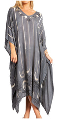 Sakkas Clementine Third Women's Tie Dye Caftan Dress/Cover Up Beach Kaftan Summer#color_41-Grey