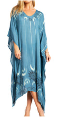 Sakkas Clementine Third Women's Tie Dye Caftan Dress/Cover Up Beach Kaftan Summer#color_41-Teal