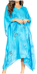 Sakkas Clementine Third Women's Tie Dye Caftan Dress/Cover Up Beach Kaftan Summer#color_42-Blue
