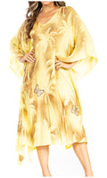 Sakkas Clementine Third Women's Tie Dye Caftan Dress/Cover Up Beach Kaftan Summer#color_42-Yellow