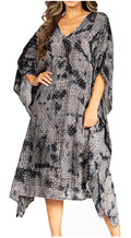 Sakkas Clementine Third Women's Tie Dye Caftan Dress/Cover Up Beach Kaftan Summer#color_43-Black