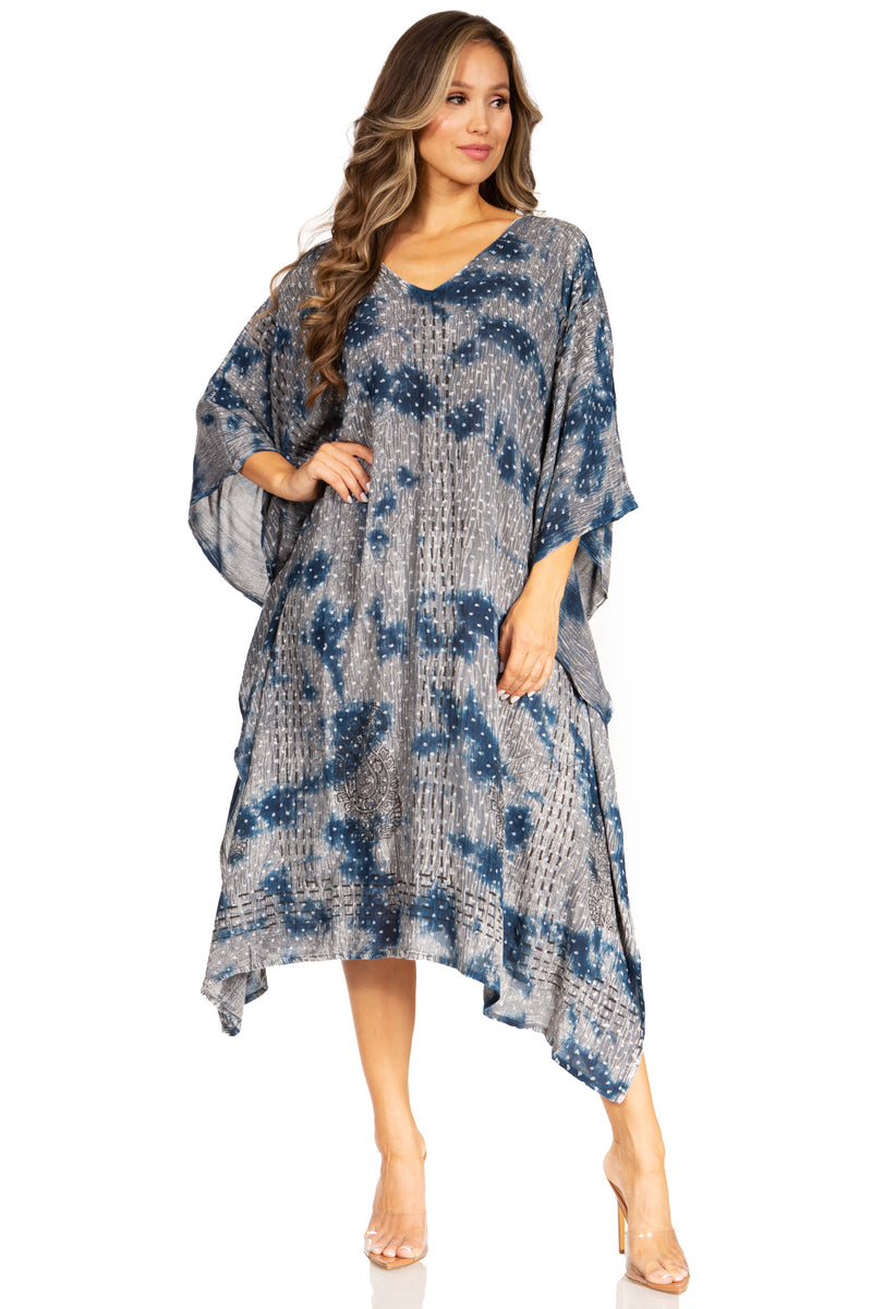 Sakkas Clementine Third Women's Tie Dye Caftan Dress/Cover Up Beach Kaftan Summer