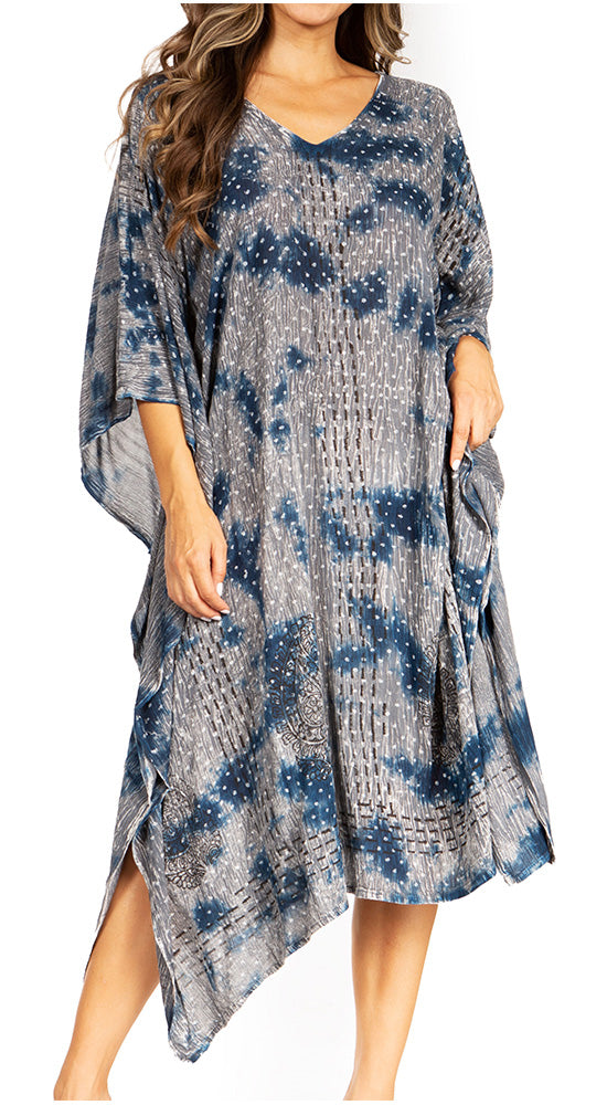 Sakkas Clementine Third Women's Tie Dye Caftan Dress/Cover Up Beach Kaftan Summer